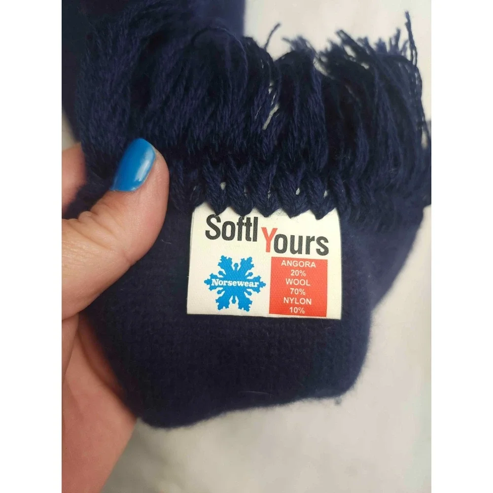Norsewear Scarf Womens Navy Blue Angora Wool Blend Knit Winter Soft New Zealand